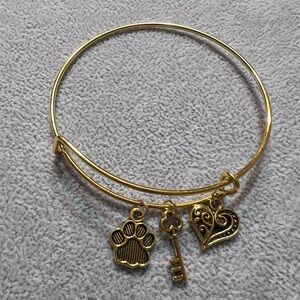 Custom made stainless steel bangle bracelet with cute charms